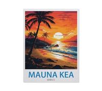 Jigsaw Puzzle 1000 Pieces for Adults，Mauna Kea Hawaii Vintage Travel Poster Surf，Teens Boys Girls Puzzles Difficult Thick Sturdy Pieces Challenging Puzzle for Party Games（50x70cm）-EA88