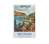 Jigsaw Puzzle 1000 Pieces for Adults，Michigan The Great Lake State，Teens Boys Girls Puzzles Premium Quality Fun Family Challenging Puzzles for Birthday（38x52cm）-GB70