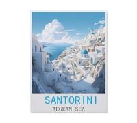 Jigsaw Puzzle 1000 Pieces for Adults，Santorini Aegean Sea，Paper Puzzle - Unique Suitable for Teenagers and Adults（26x38cm）-FK22