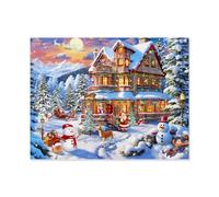 Jigsaw Puzzle 1000 Pièces，Joyeux Noël Château，3D Adultes Papier Jouets Éducatifs Meilleur Cadeau d'anniversaire Garçons Filles（50x70cm）-E44
