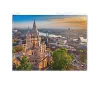 Jigsaw Puzzle 1000 Pièces，Lever de Soleil sur la Bastion des Pêcheurs à Budapest, Hongrie，Jeu Décontracté Amusant Cadeau Jouets pour Amis Et Famille（75x50cm）-G5
