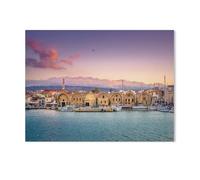Jigsaw Puzzle 1000 Pièces，Panorama du Beau Vieux Port de Chania, Crète, Grèce，3D Adultes Papier Jouets Éducatifs Meilleur Cadeau d'anniversaire Garçons Filles（50x70cm）-J44
