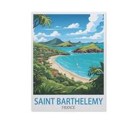 Jigsaw Puzzle 1000 Pieces，Poster Saint Barthelemy France Vintage Travel Poster，Paper Adult Toys Decompression Game（26x38cm）-AS23