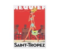 Jigsaw Puzzle, 1000 Pièces Puzzles pour Adultes Puzzles，Affiche de Voyage Vintage de la Fille de Saint-Tropez，Puzzle Éducatif Jouet pour Enfant（38x26cm）-BP8