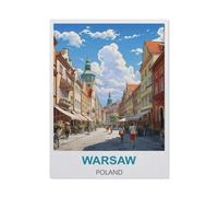 Jigsaw Puzzle 1000 Pieces，Warsaw Poland Vintage Travel Poster，Paper Adult Toys Decompression Game（50x70cm）-CA43