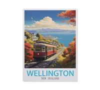 Jigsaw Puzzle 1000 Pieces，Wellington New Zealand Vintage Travel Poster，Large Family Puzzle Game Artwork for Adults Teens（26x38cm）-AP15