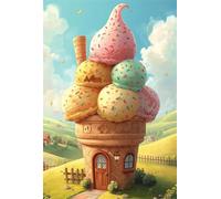 Jigsaw Puzzle 1200 Pieces Ice Cream, Premium Jigsaws 1200 Pieces for Adults & Teens, Precision Fit Thick Board, Ideal Gift for for Men & Women, Finished Size 75x50cm House