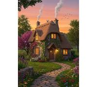 Jigsaw Puzzle 1200 Pieces Thatched Cottage, Premium Jigsaws 1200 Pieces for Adults & Teens, Precision Fit Thick Board, Ideal Gift for for Men & Women, Finished Size 75x50cm Dusk
