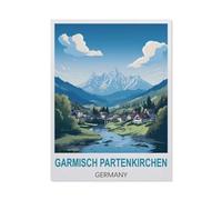 Jigsaw Puzzle 1500 Piece，Garmisch Partenkirchen Germany Vintage Travel Posters，Classic Puzzle Adult Puzzle DIY Kit Paper Toy Unique Gift Modern Home Decor（57x87CM）-CA19