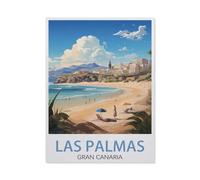 Jigsaw Puzzle 1500 Piece，Las Palmas Gran Canaria Vintage Travel Poster，Classic Puzzle Adult Puzzle DIY Kit Wood Toy Unique Gift Modern Home Decor（57x87cm）-BU39