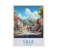 Jigsaw Puzzle 1500 Pieces for Adults，Lille France Straße, Vintage-Reiseposter，Large Puzzle Game Artwork for Adults Teens（57x87CM）-AN36