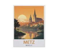 Jigsaw Puzzle 1500 Pieces for Adults，Metz Moselle Vintage Travel Poster，Wood Puzzle - Unique Suitable for Teenagers and Adults（57x87cm）-BS41