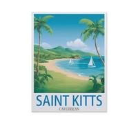 Jigsaw Puzzle 1500 Pieces for Adults，Saint Kitts Caribbean Vintage Travel Posters，Teens Boys Girls Puzzles Premium Quality Fun Family Challenging Puzzles for Birthday（57x87CM）-DB69
