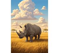Jigsaw Puzzle 1500 Pieces Plain Rhinoceros, Premium Jigsaws 1500 Pieces for Adults & Teens, Precision Fit Thick Board, Ideal Gift for for Men & Women, Finished Size 87x57cm Animal