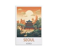 Jigsaw Puzzle 2000 Piece，Seoul Korea Vintage Travel Poste Posters Jigsaw Puzzles 2000 Pieces for Adults Painting Puzzle 2000 Pieces DIY Challenging Puzzles for Adults 100x70cm