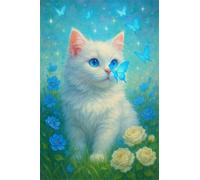 Jigsaw Puzzle 30 Pieces Cat Rose, Premium Jigsaws 30 Pieces for Adults & Teens, Precision Fit Thick Board, Ideal Gift for for Men & Women, Finished Size 25x20cm Butterfly