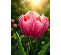 Jigsaw Puzzle 30 Pieces Dewdrop Flower, Premium Jigsaws 30 Pieces for Adults & Teens, Precision Fit Thick Board, Ideal Gift for for Men & Women, Finished Size 25x20cm Tulip