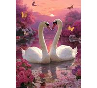 Jigsaw Puzzle 30 Pieces Lover Swans, Premium Jigsaws 30 Pieces for Adults & Teens, Precision Fit Thick Board, Ideal Gift for for Men & Women, Finished Size 25x20cm Pond