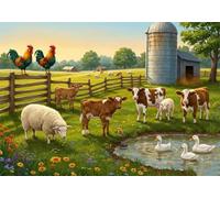Jigsaw Puzzle 30 Pieces Pond, Premium Jigsaws 30 Pieces for Adults & Teens, Precision Fit Thick Board, Ideal Gift for for Men & Women, Finished Size 25x20cm Farm Sheep