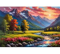 Jigsaw Puzzle 30 Pieces Spring Scenery, Premium Jigsaws 30 Pieces for Adults & Teens, Precision Fit Thick Board, Ideal Gift for for Men & Women, Finished Size 25x20cm Mountains