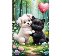 Jigsaw Puzzle 500 Pieces Dogs Cats, Premium Jigsaws 500 Pieces for Adults & Teens, Precision Fit Thick Board, Ideal Gift for for Men & Women, Finished Size 52x38cm Animals
