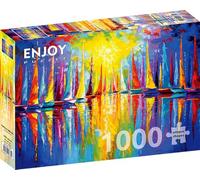 Jigsaw Puzzle de 1000 pièces pour adultes - Finition mate, toucher doux, pièces solides et uniques, ajustement serré, couleurs vives, service de pièces manquantes - Paysage marin avec bateaux