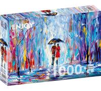 Jigsaw Puzzle de 1000 pièces pour adultes - Finition mate, toucher doux, pièces solides et uniques, ajustement serré, couleurs vives, service Missing Pieces - Couple in Love Walking in Rainy Park - by