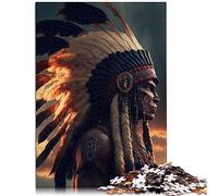 Jigsaw Puzzle for Adults 1000 Pieces Native American Chief Wood Puzzle Puzzle Artwork 50x75cm