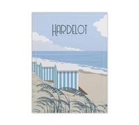 Jigsaw Puzzle Picture，Affiche de Voyage Vintage de la Plage d'Hardelot en France，1000 Pièces Puzzles Ronds - Jeux Éducatifs Jouets Joli Cadeau Assemblage Puzzles pour Adultes（75x50cm）-BN100