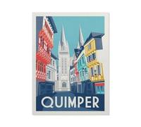 Jigsaw Puzzle Picture，Affiche de Voyage Vintage de Quimper en France，1000 Pièces Puzzles Ronds - Jeux Éducatifs Jouets Joli Cadeau Assemblage Puzzles pour Adultes（38x26cm）-BM60
