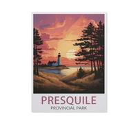 Jigsaw Puzzle Picture，Affiche de Voyage Vintage du Parc Provincial Presqu'île，1000 Pièces Puzzles Ronds - Jeux Éducatifs Jouets Joli Cadeau Assemblage Puzzles pour Adultes（50x70cm）-AU20