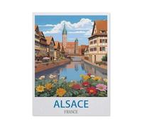 Jigsaw Puzzle Picture，Alsace, France，1000 Pièces Puzzles Ronds - Jeux Éducatifs Jouets Joli Cadeau Assemblage Puzzles pour Adultes（75x50cm）-P81
