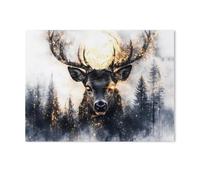 Jigsaw Puzzle Picture，du Brouillard Sort Le cerf de rêve，1000 Pièces Puzzles Ronds - Jeux Éducatifs Jouets Joli Cadeau Assemblage Puzzles pour Adultes（75x50cm）-Y17