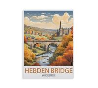 Jigsaw Puzzle Picture，Hebden Bridge West Yorkshire，1000 Pièces Puzzles Ronds - Jeux Éducatifs Jouets Joli Cadeau Assemblage Puzzles pour Adultes（38x26cm）-GU25