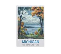 Jigsaw Puzzle Picture,Michigan, l'État des Grands Lacs,1000 Pièces Puzzles Ronds - Jeux Éducatifs Jouets Joli Cadeau Assemblage Puzzles pour Adultes(38x26cm)-GB41