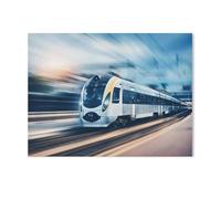 Jigsaw Puzzle Picture，Train à Grande Vitesse traversant la Gare，1000 Pièces Puzzles Ronds - Jeux Éducatifs Jouets Joli Cadeau Assemblage Puzzles pour Adultes（50x70cm）-H49