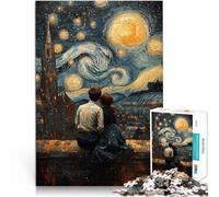 Jigsaw Puzzles 1000 Piece The Starry Night and The Couple Suitable for Ages 14 and up Each Piece is Unique - Fun and challenging Game for The Whole Family As a Gift 。