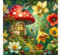 Jigsaw Puzzles 1000 Pieces, Jigsaws Fairytale Mushroom House 1000 Piece Jigsaw Puzzles for Adults, Challenge High Difficulty Family Puzzle Game 65x65cm/26x26inch