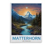 Jigsaw Puzzles 1000 Pieces，Matterhorn Vintage Travel Poster Switzerland，Paper Children Games Educational Toys（50x70cm）-L45