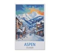 Jigsaw Puzzles 1000 Pieces Paper Assembling Picture，Aspen Colorado Vintage Travel Poster，Adults Games Educational Toys（38x52cm）-G44