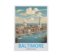 Jigsaw Puzzles 1000 Pieces Paper Assembling Picture，Baltimore Maryland Vintage Travel Poster，Adults Games Educational Toys（50x70CM）-BW1