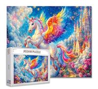 Jigsaw Puzzles 1000 pièces pour adultes poney avec ailes arc-en-ciel en panneau dur puzzle parfait jeux nuits bricolage décoration murale puzzle licorne rêve paysage art