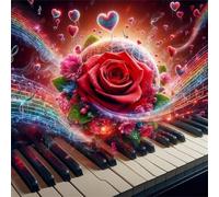 Jigsaw Puzzles 120 Pieces, Jigsaws Red Rose Piano 120 Piece Jigsaw Puzzles for Adults, Challenge High Difficulty Family Puzzle Game 45x45cm/18x18inch