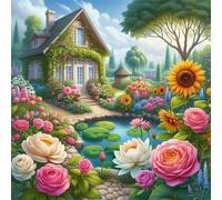 Jigsaw Puzzles 120 Pieces, Jigsaws Summer Garden 120 Piece Jigsaw Puzzles for Adults, Challenge High Difficulty Family Puzzle Game 45x45cm/18x18inch