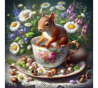 Jigsaw Puzzles 120 Pieces, Jigsaws Tea Set Squirrel 120 Piece Jigsaw Puzzles for Adults, Challenge High Difficulty Family Puzzle Game 45x45cm/18x18inch