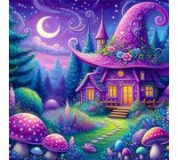 Jigsaw Puzzles 200 Pieces, Jigsaws Purple Fairytale House 200 Piece Jigsaw Puzzles for Adults, Challenge High Difficulty Family Puzzle Game 28x28cm/11x11inch