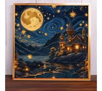 Jigsaw Puzzles 200 Pieces, Jigsaws Starry Night Castle 200 Piece Jigsaw Puzzles for Adults, Challenge High Difficulty Family Puzzle Game 28x28cm/11x11inch