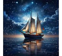 Jigsaw Puzzles 200 Pieces, Jigsaws Starry Night Sailboat 200 Piece Jigsaw Puzzles for Adults, Challenge High Difficulty Family Puzzle Game 28x28cm/11x11inch