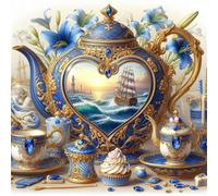 Jigsaw Puzzles 300 Pieces, Jigsaws Luxurious Tea Set 300 Piece Jigsaw Puzzles for Adults, Challenge High Difficulty Family Puzzle Game 35x35cm/14x14inch