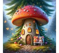 Jigsaw Puzzles 300 Pieces, Jigsaws Mushroom House 300 Piece Jigsaw Puzzles for Adults, Challenge High Difficulty Family Puzzle Game 35x35cm/14x14inch